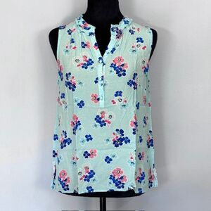 Talbots Sleeveless Viscose Blue Floral Women’s Blouse Tank Top Size Lp